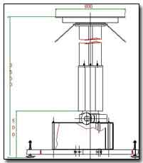 Outline drawing of rotating device with mast